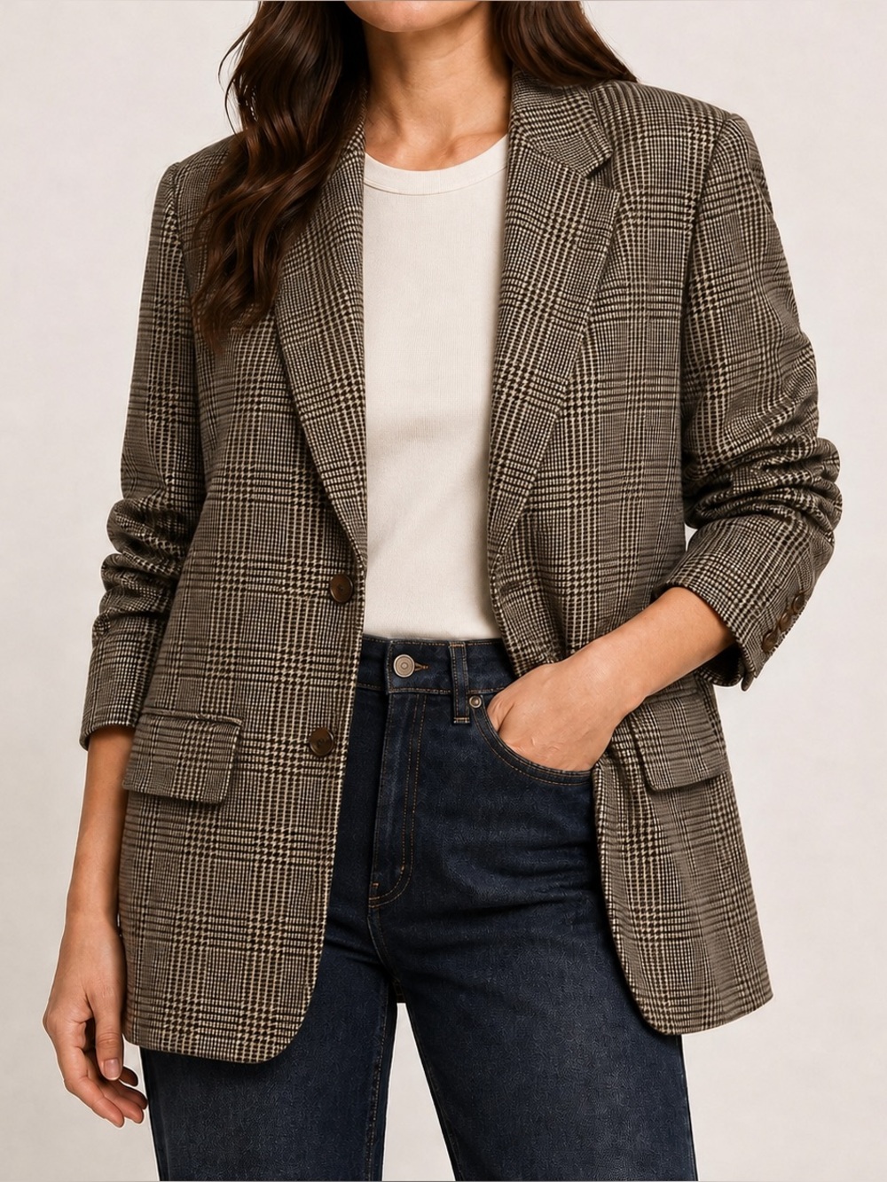 Vintage Chaps Ralph Lauren Wool Glen Plaid Oversized Menswear Blazer XL